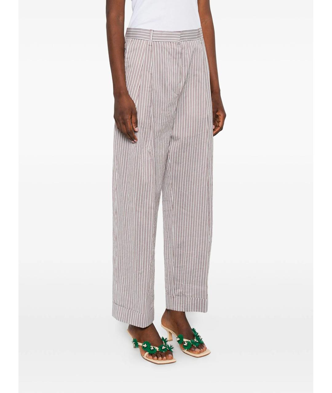 DRIES VAN NOTEN Коричневые хлопковые прямые брюки, фото 2