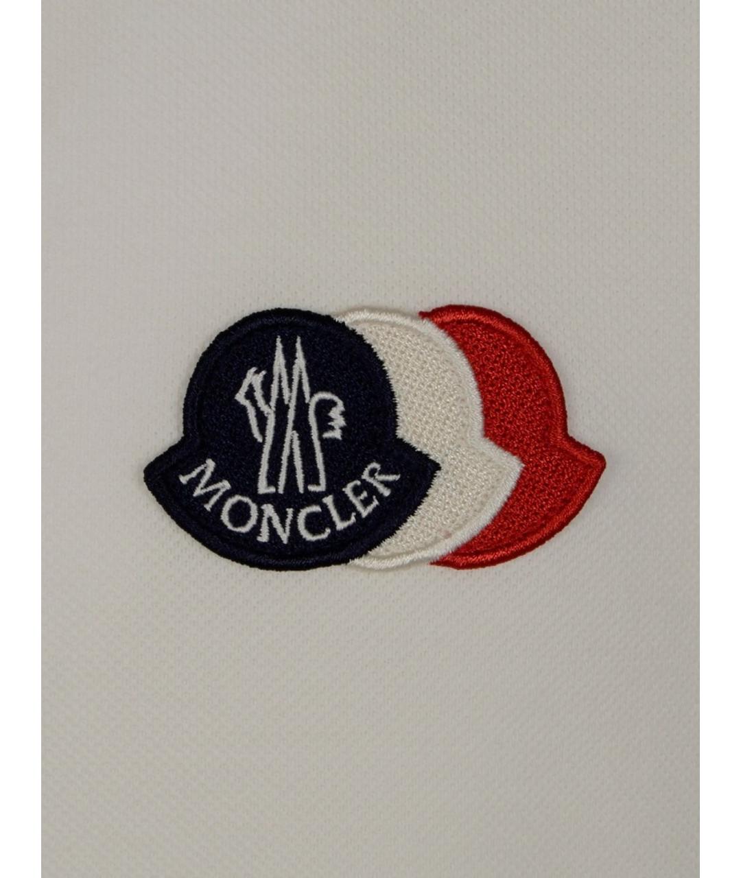 MONCLER Бежевое хлопковое поло с коротким рукавом, фото 2