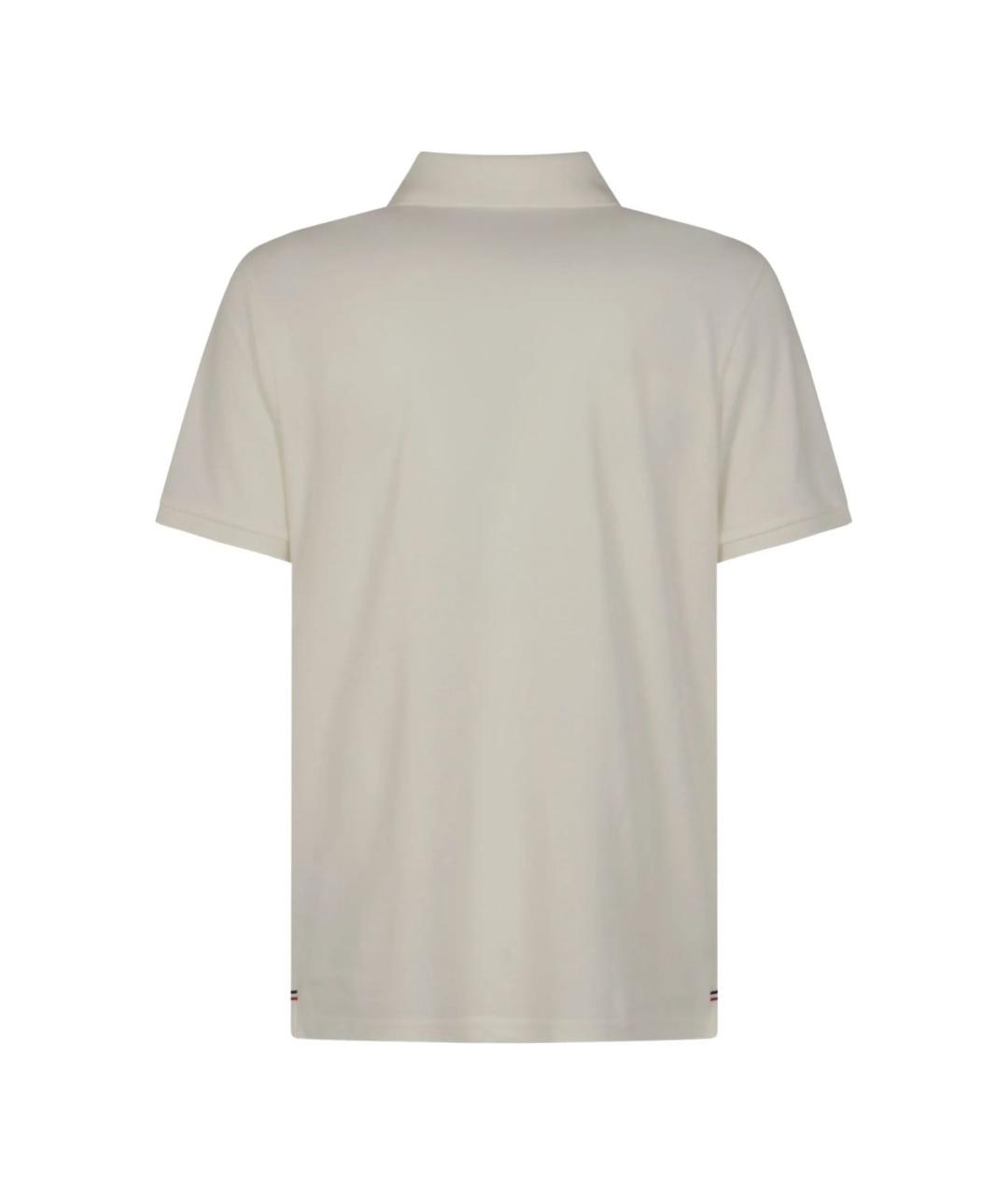 MONCLER Бежевое хлопковое поло с коротким рукавом, фото 3
