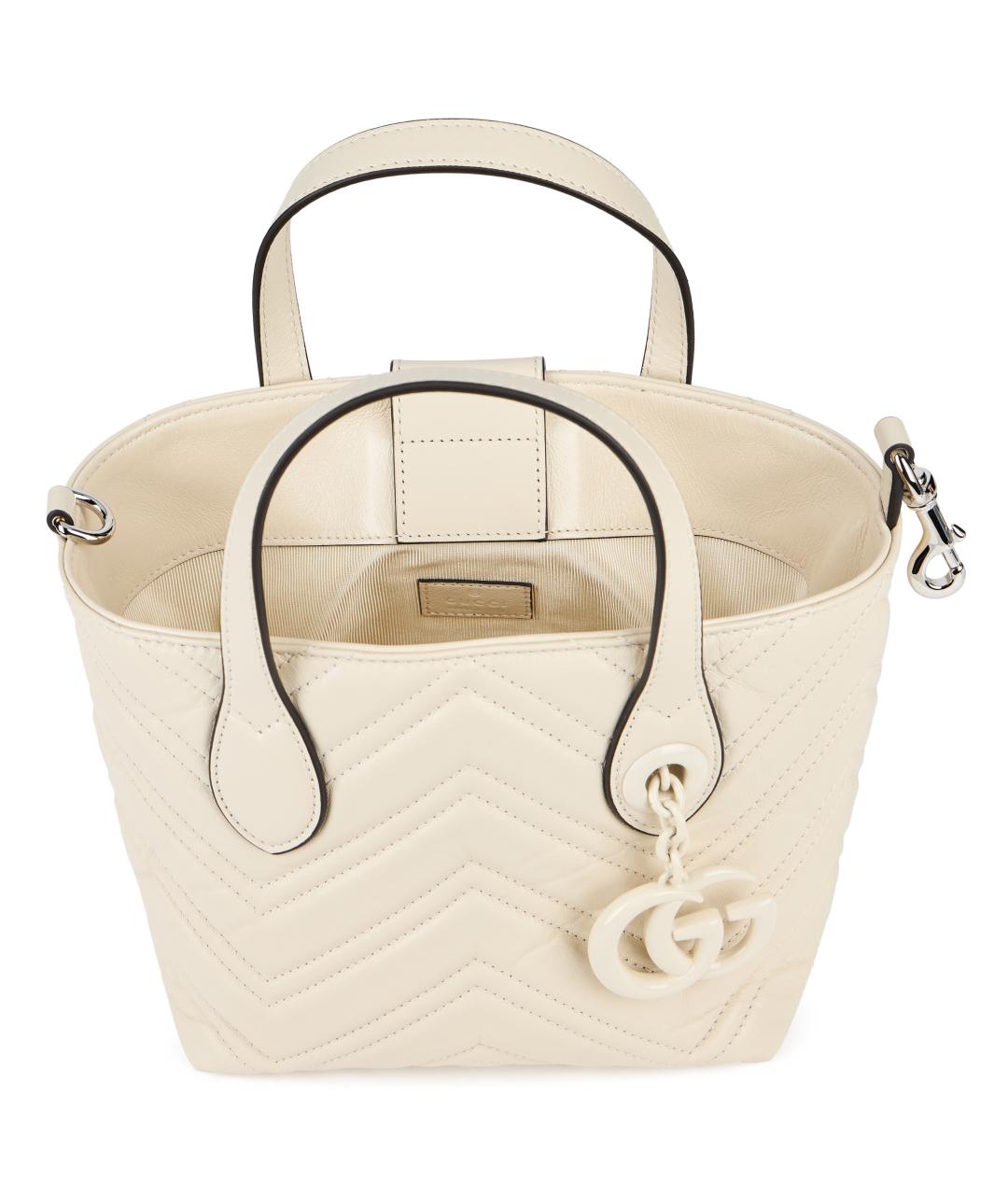 GUCCI Бежевая кожаная сумка тоут, фото 5