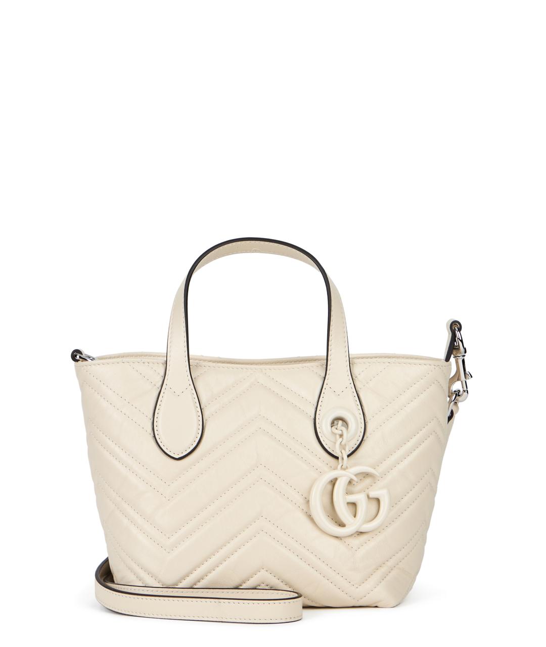 GUCCI Бежевая кожаная сумка тоут, фото 1