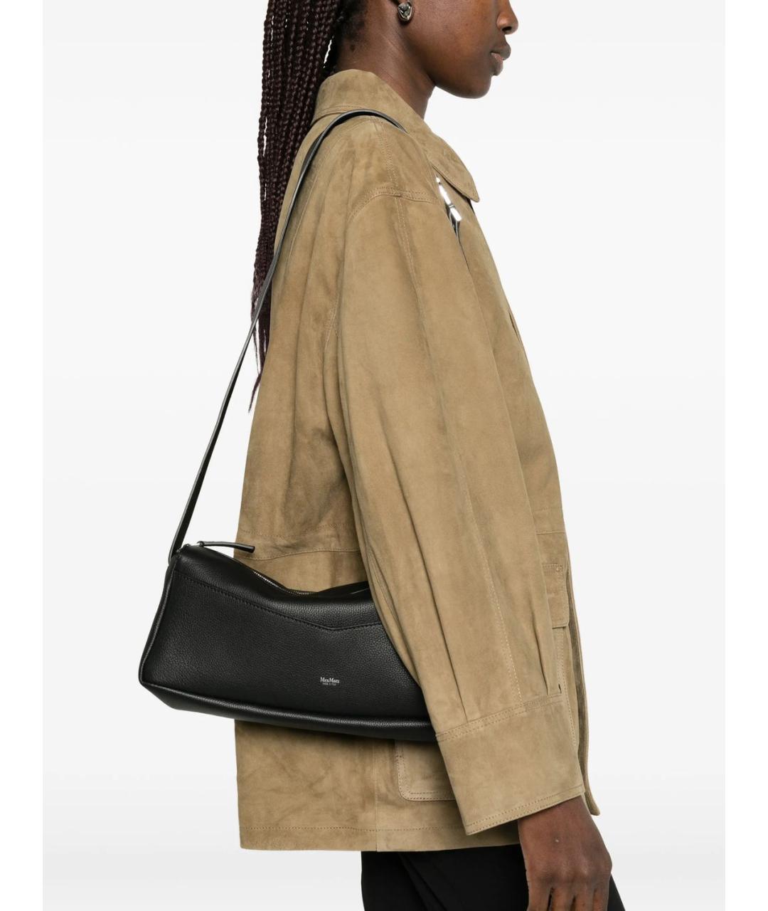MAX MARA Черная кожаная сумка через плечо, фото 3