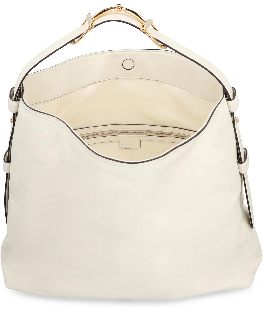 GUCCI Белая кожаная сумка тоут, фото 5