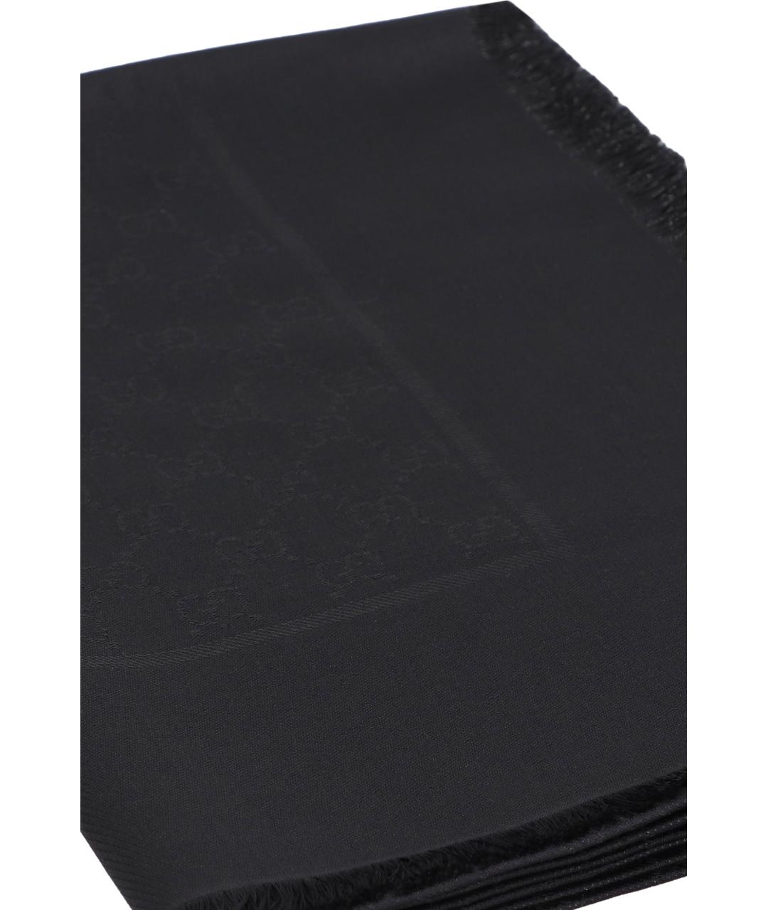 GUCCI Черный шелковый шарф, фото 3