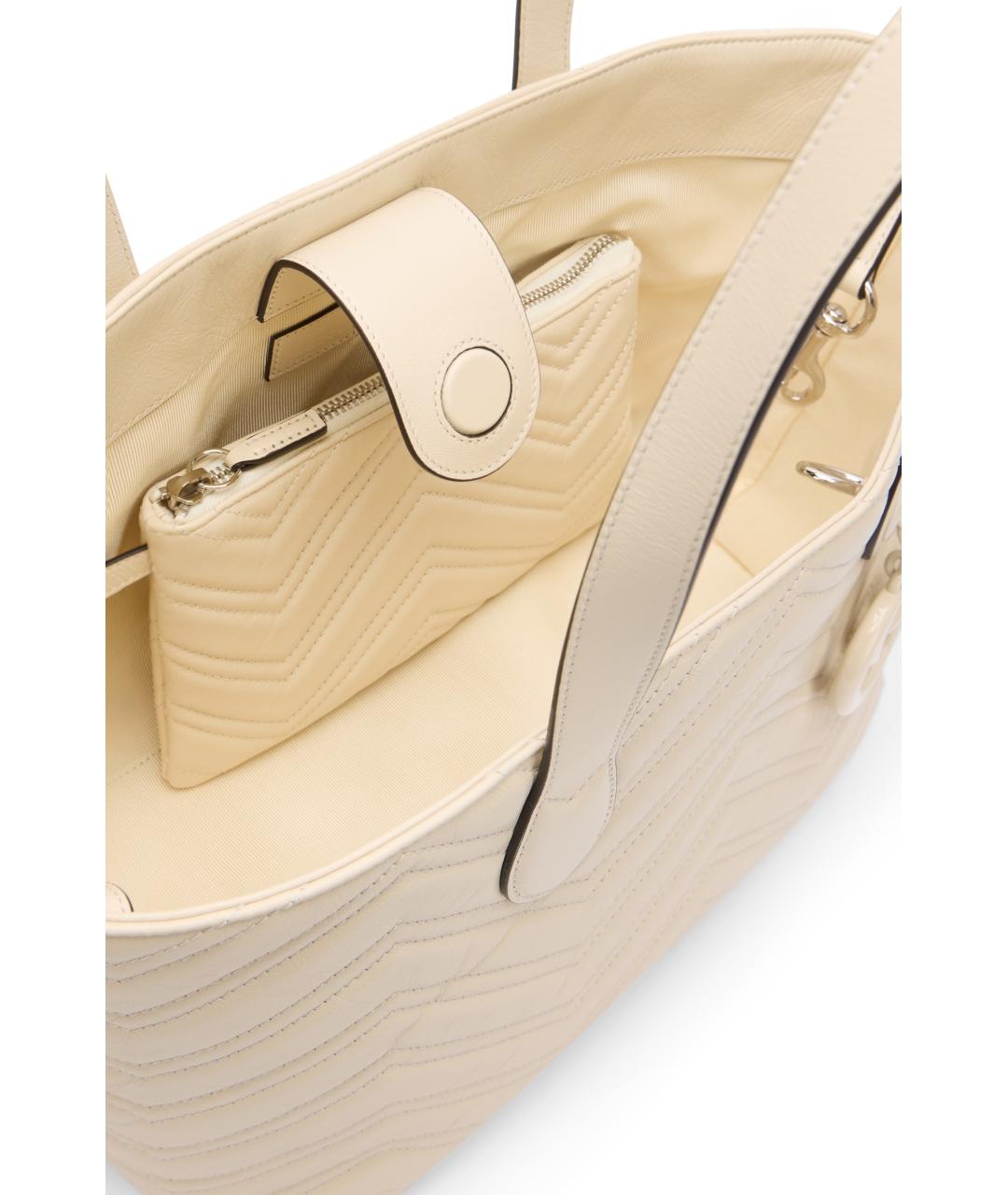 GUCCI Белая кожаная сумка тоут, фото 5