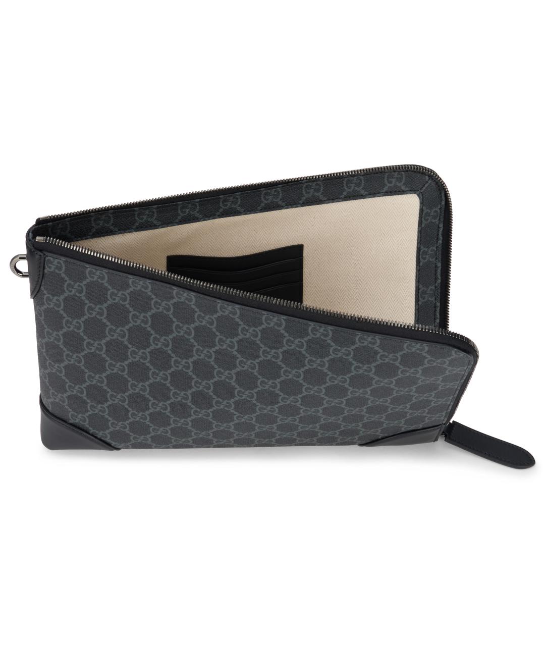 GUCCI Черная кожаная барсетка, фото 5