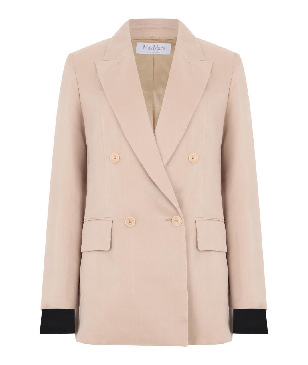 MAX MARA Бежевый шелковый жакет/пиджак, фото 3