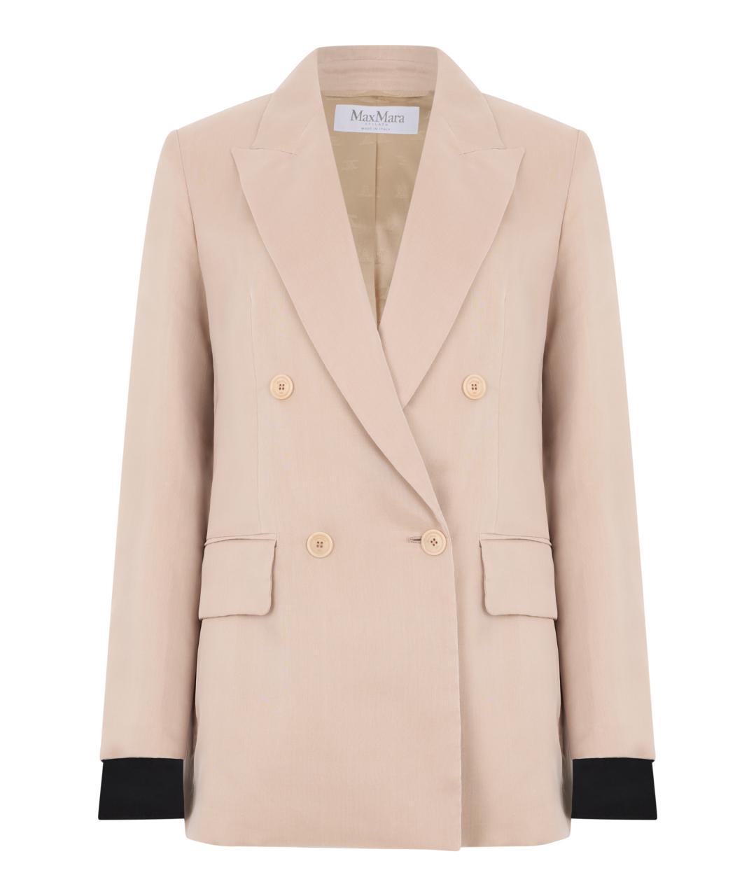MAX MARA Бежевый шелковый жакет/пиджак, фото 1