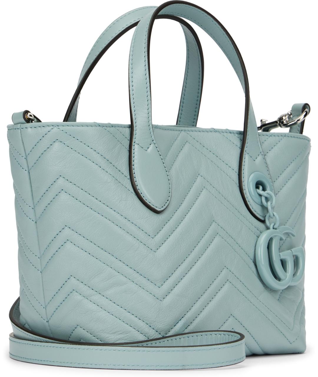 GUCCI Голубая кожаная сумка тоут, фото 3