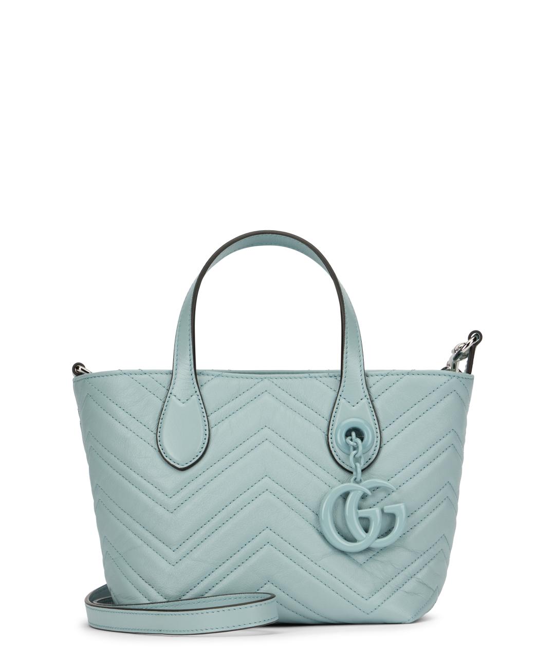 GUCCI Голубая кожаная сумка тоут, фото 1