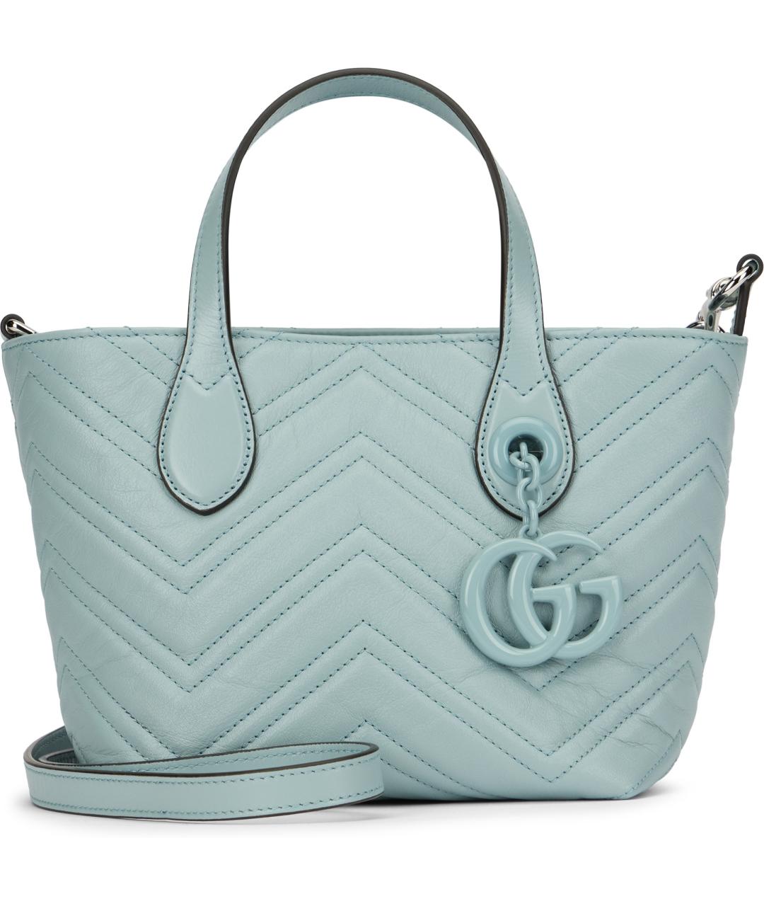 GUCCI Голубая кожаная сумка тоут, фото 2