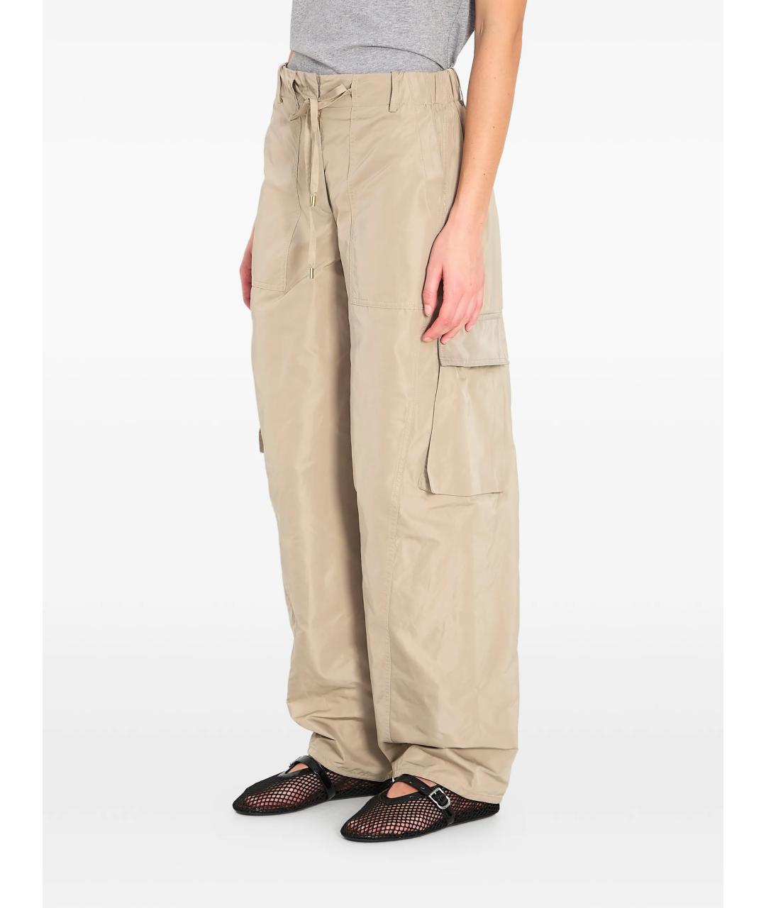 ALAIA Бежевые полиэстеровые прямые брюки, фото 5