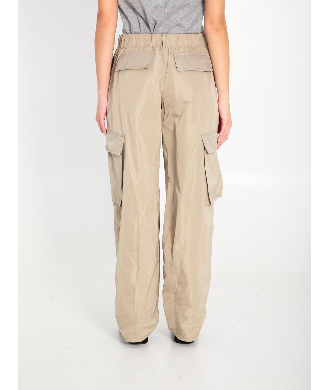 ALAIA Бежевые полиэстеровые прямые брюки, фото 4