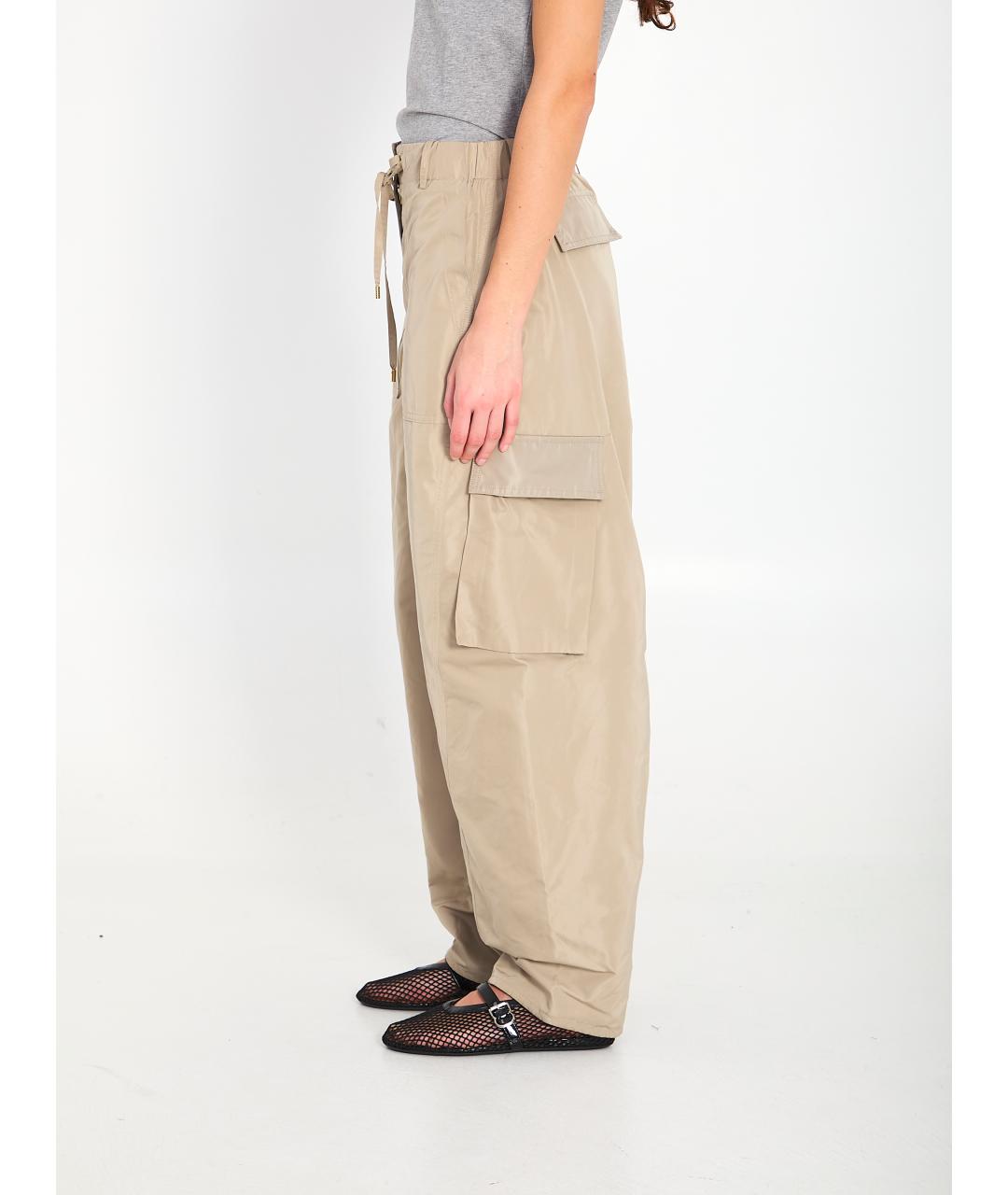 ALAIA Бежевые полиэстеровые прямые брюки, фото 3