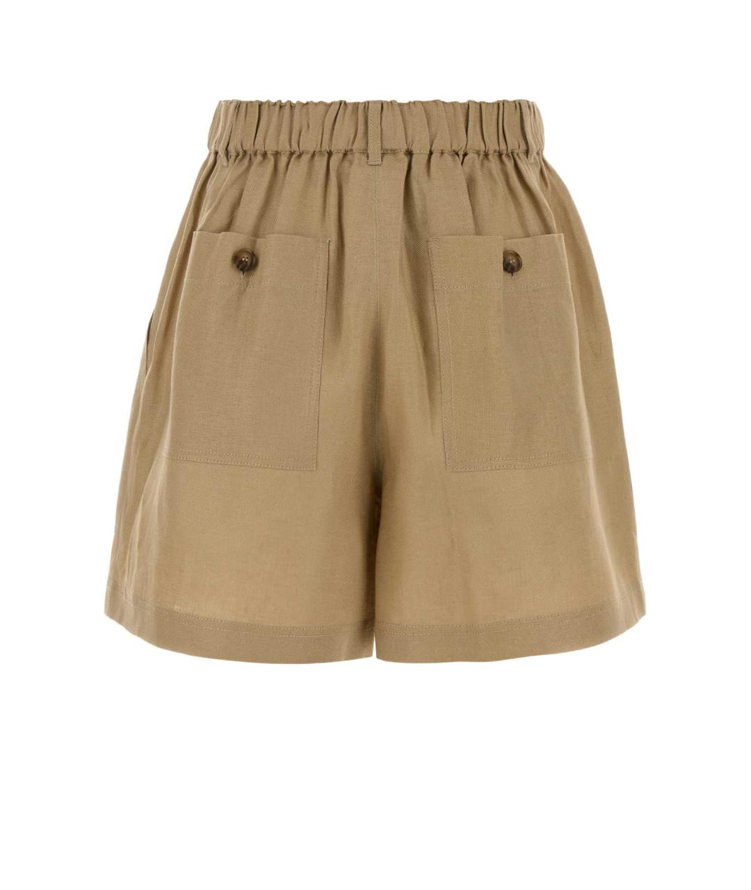 WEEKEND MAX MARA Бежевые льняные шорты, фото 2