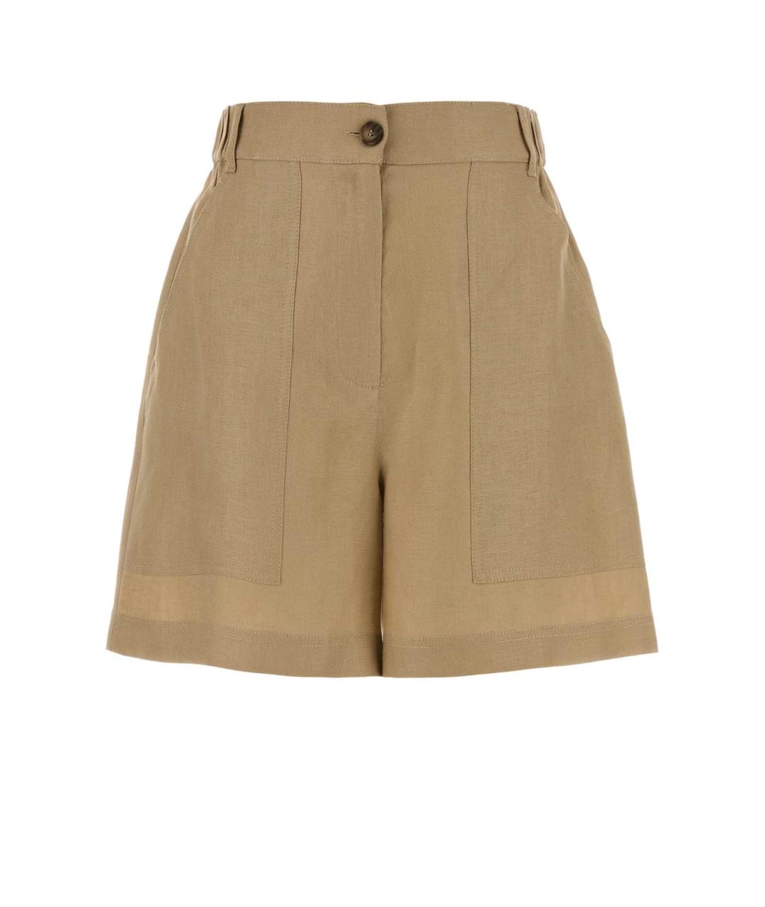 WEEKEND MAX MARA Бежевые льняные шорты, фото 1