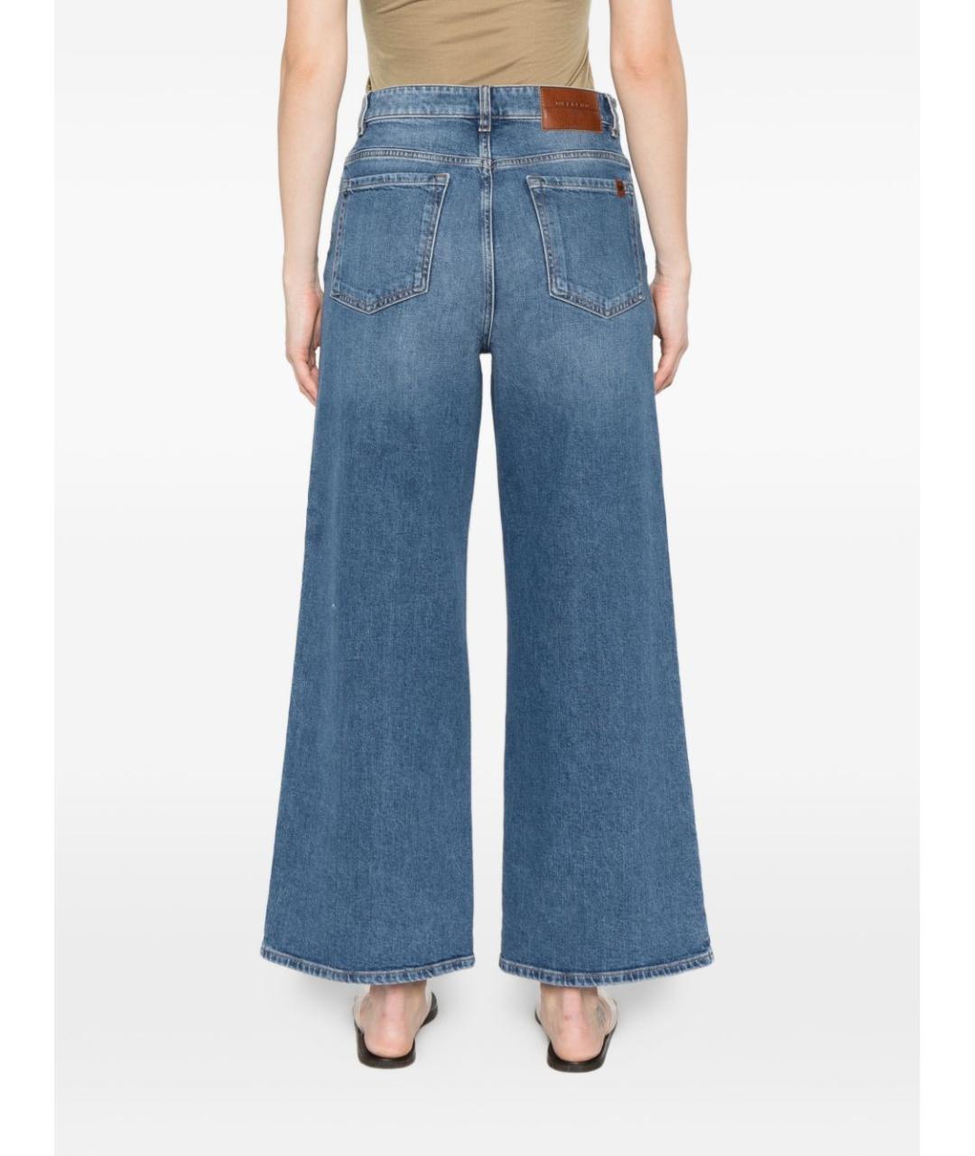 WEEKEND MAX MARA Синие хлопко-эластановые прямые джинсы, фото 2