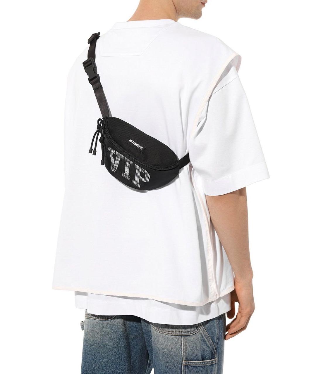 VETEMENTS Черная тканевая поясная сумка, фото 7