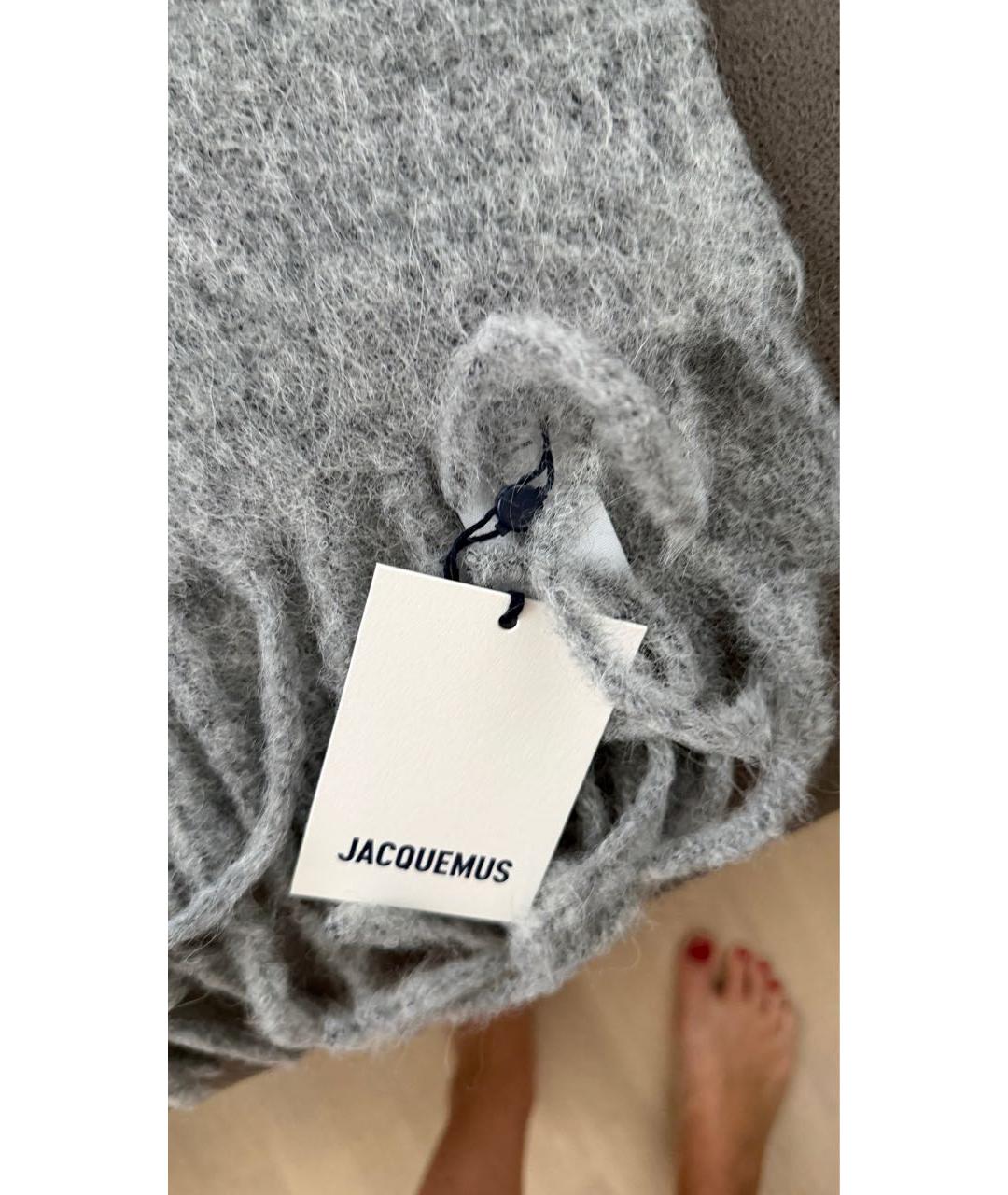 JACQUEMUS Серый шерстяной шарф, фото 3