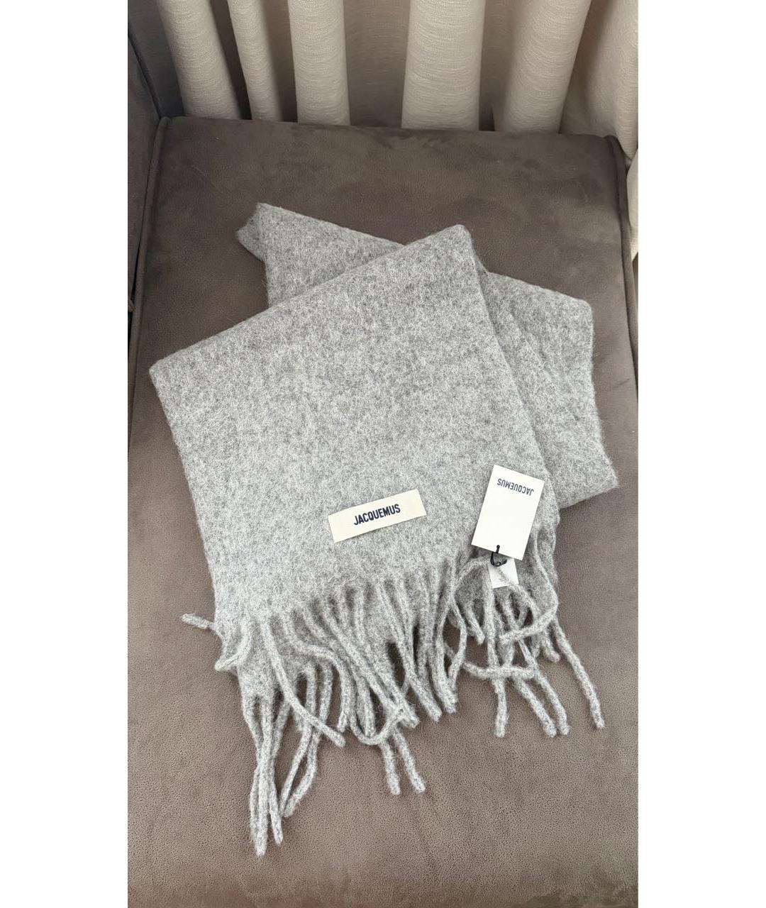 JACQUEMUS Серый шерстяной шарф, фото 2