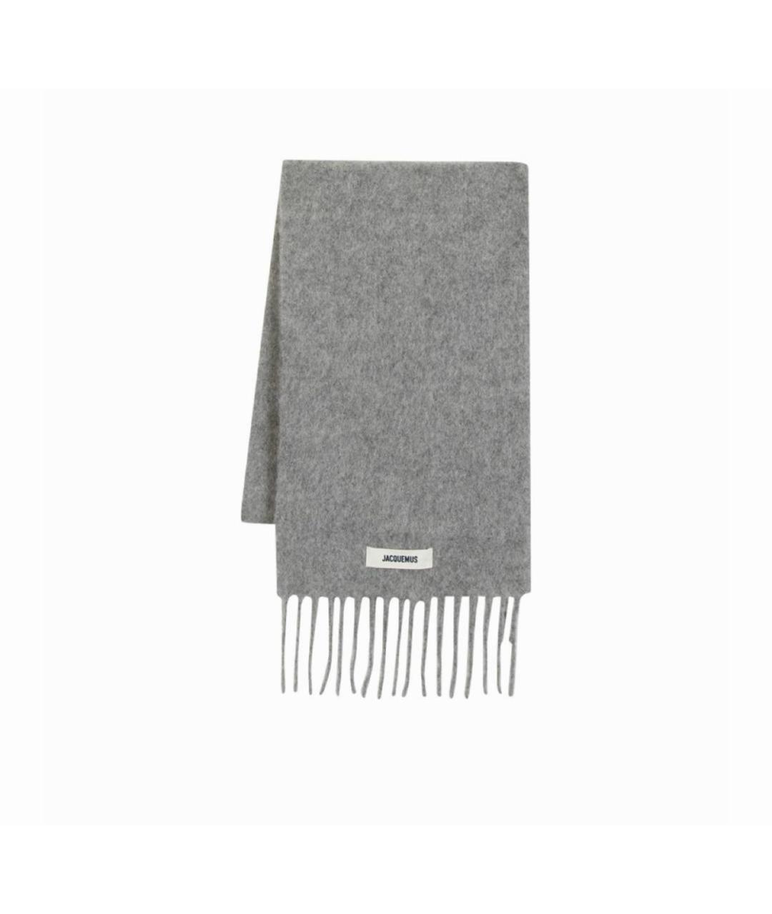 JACQUEMUS Серый шерстяной шарф, фото 6