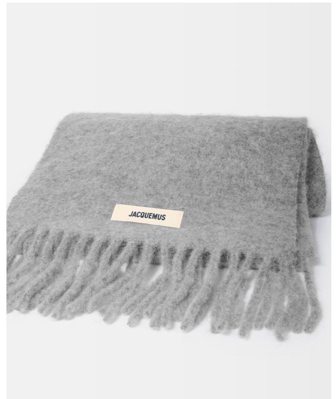 JACQUEMUS Серый шерстяной шарф, фото 5