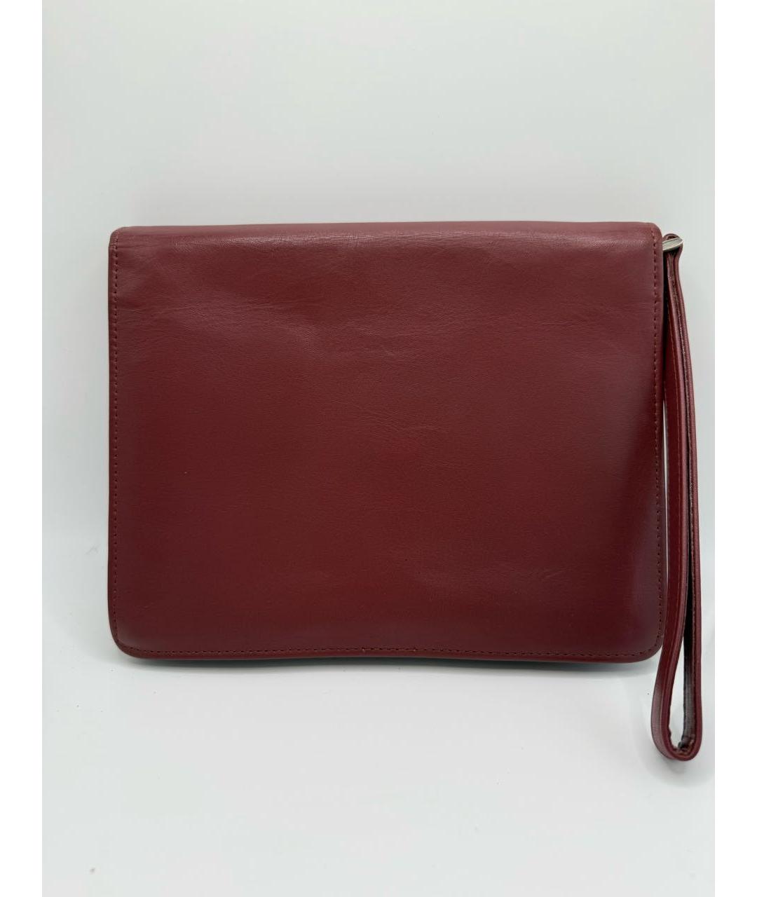 CARTIER Бордовая кожаная барсетка, фото 2