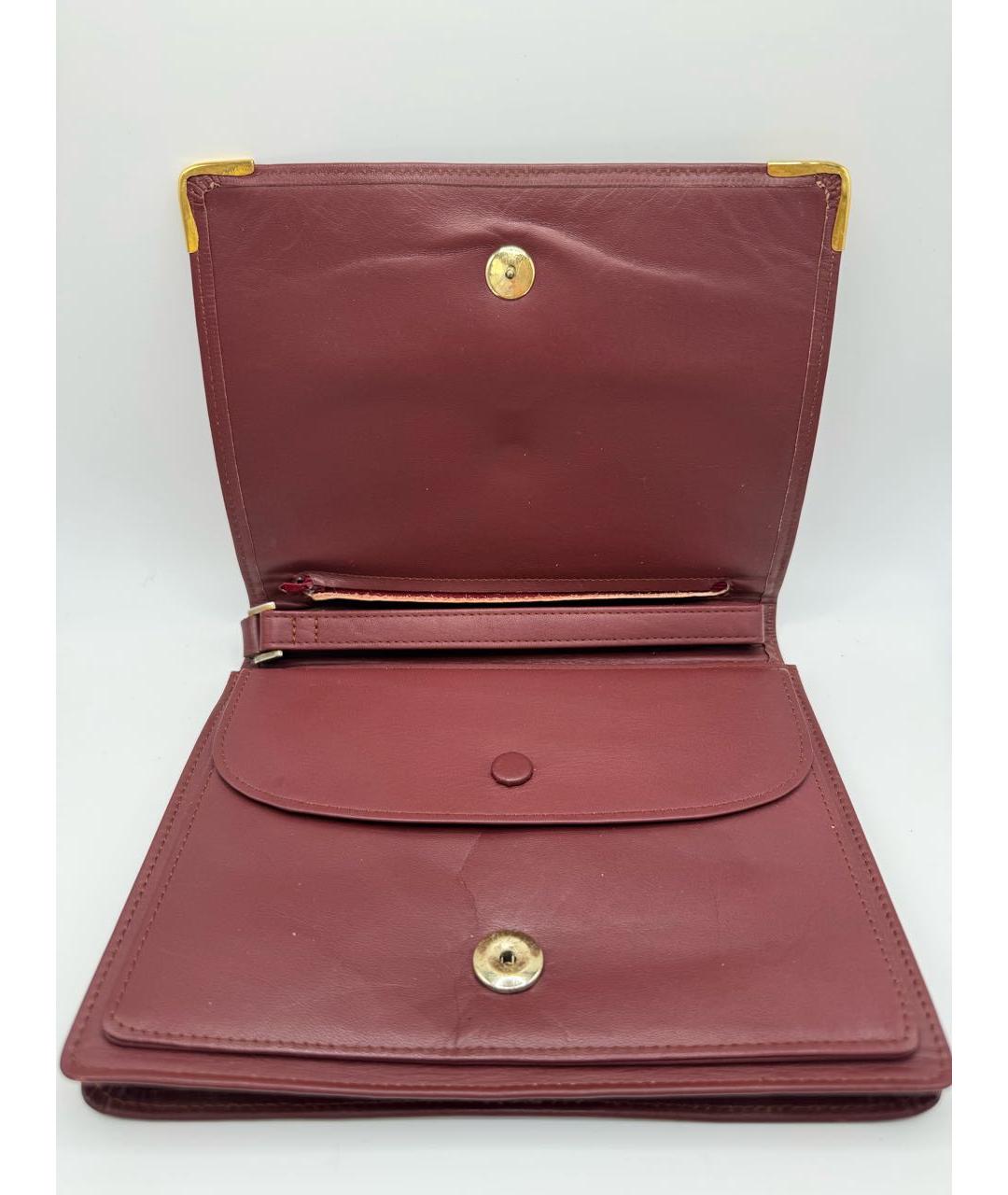 CARTIER Бордовая кожаная барсетка, фото 4