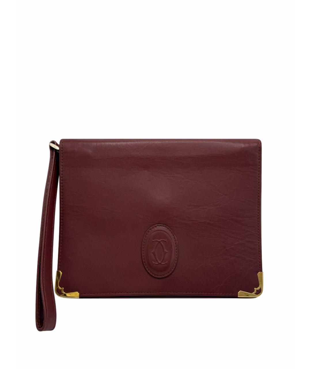 CARTIER Бордовая кожаная барсетка, фото 1