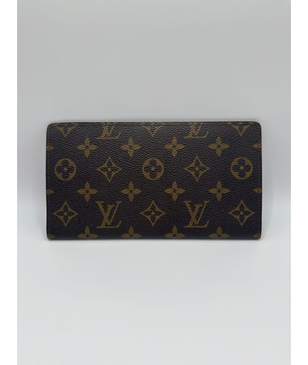 LOUIS VUITTON Коричневый кожаный кошелек, фото 2