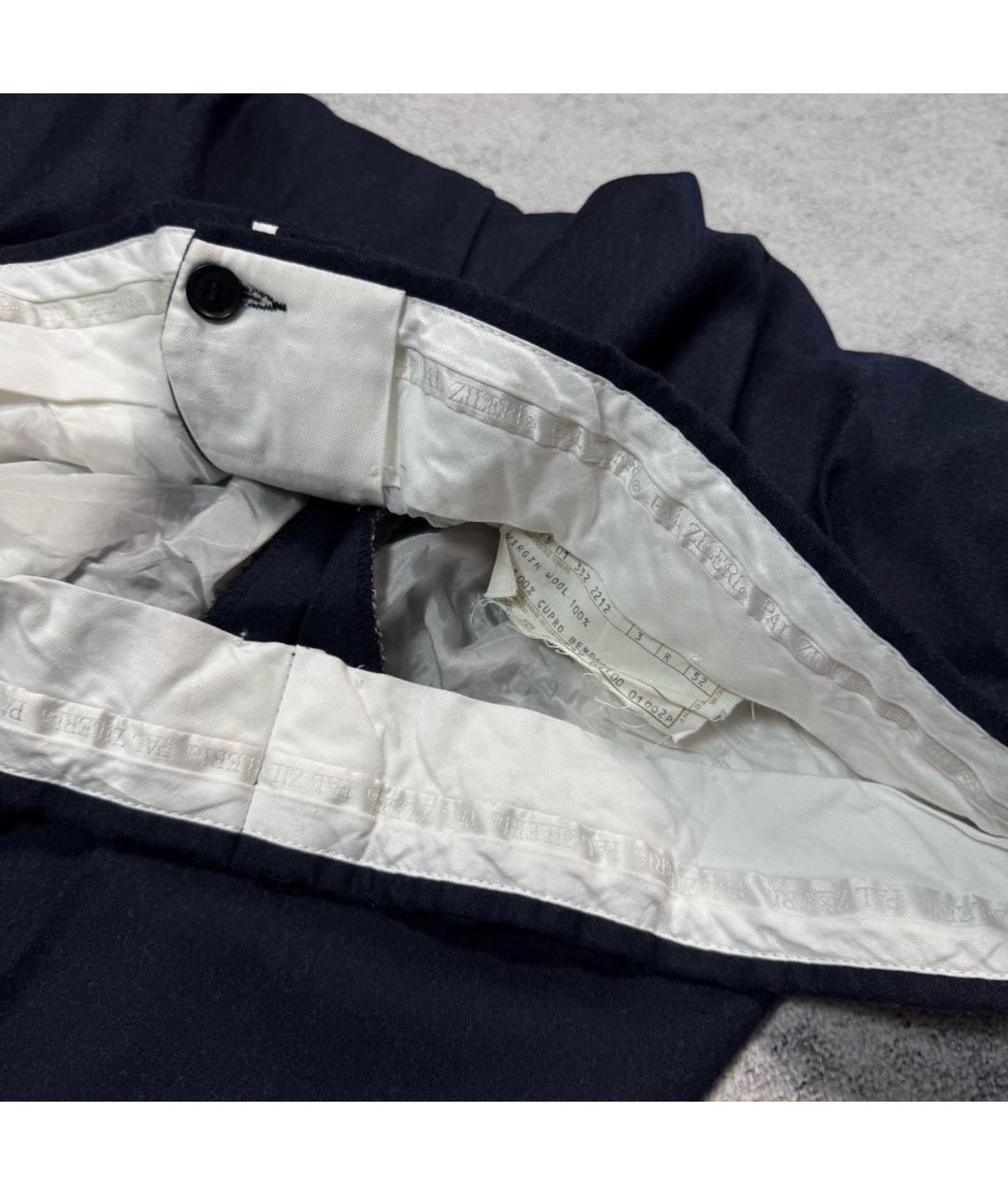 PAL ZILERI Темно-синие шерстяные классические брюки, фото 7