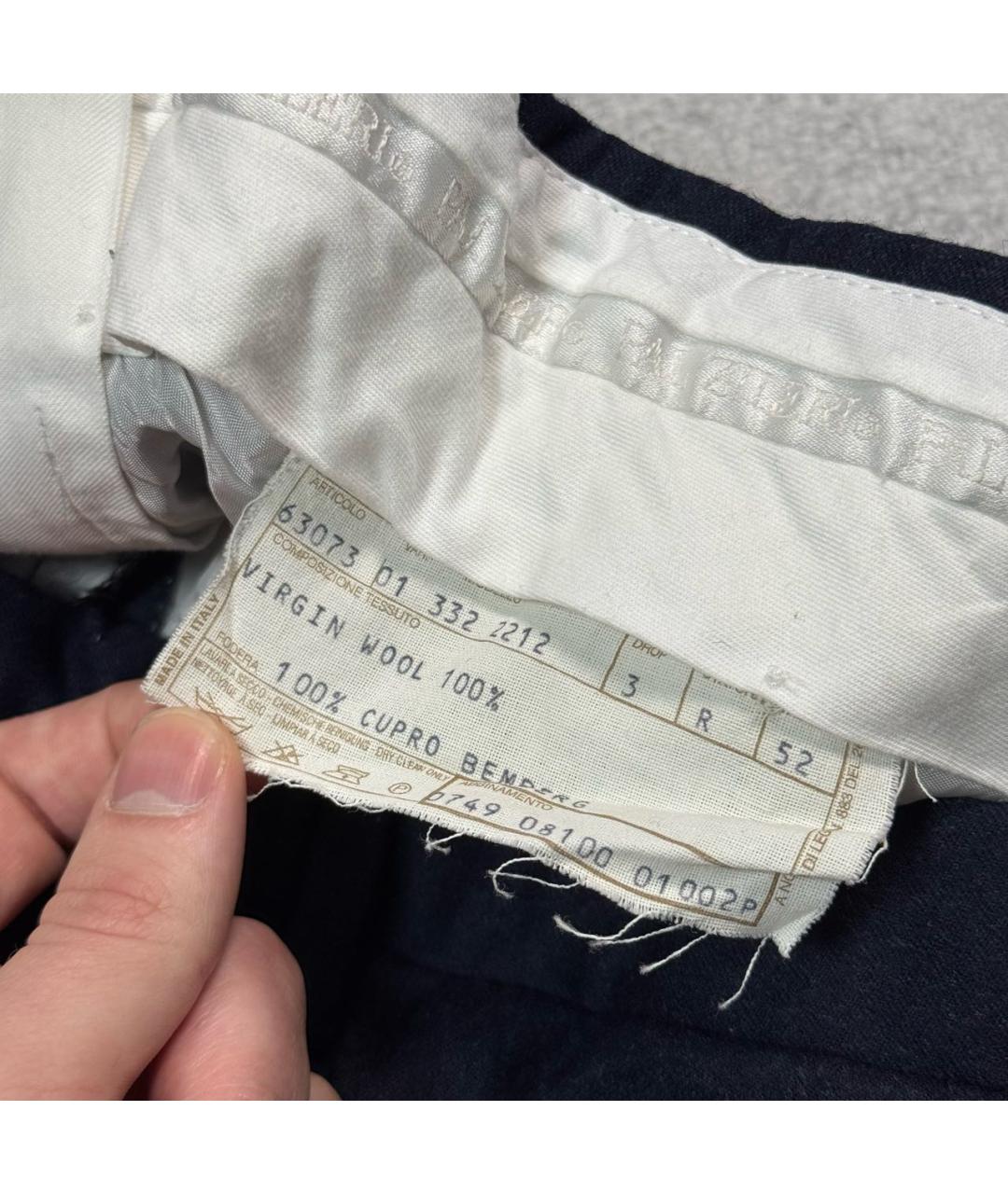 PAL ZILERI Темно-синие шерстяные классические брюки, фото 6