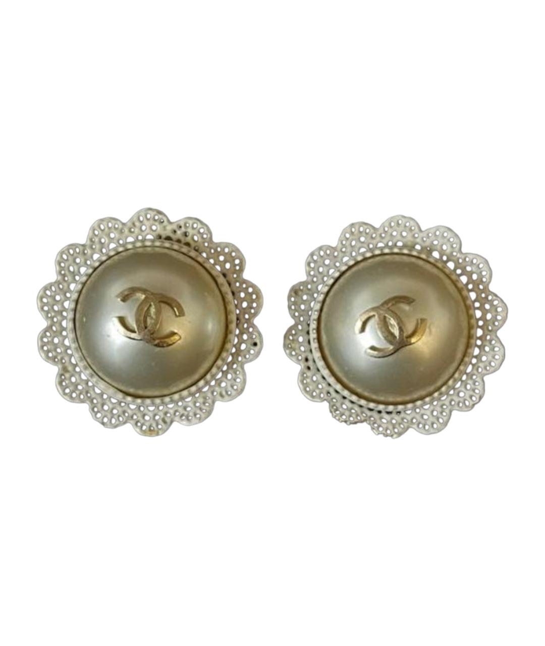 CHANEL Белые серьги, фото 1