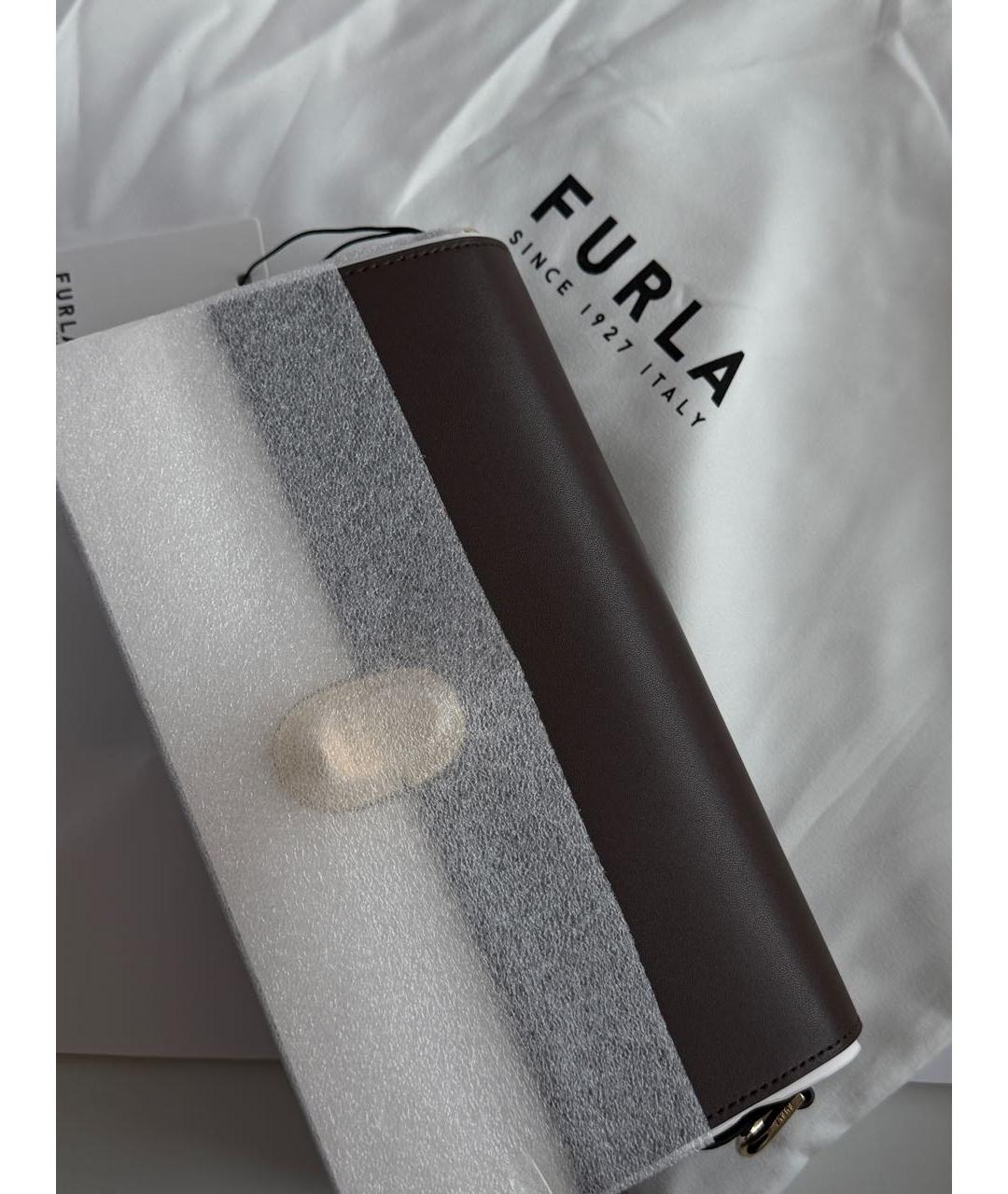 FURLA Коричневая кожаная сумка через плечо, фото 8