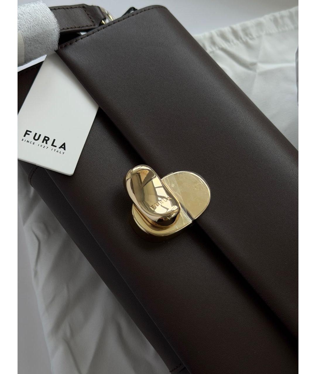 FURLA Коричневая кожаная сумка через плечо, фото 6