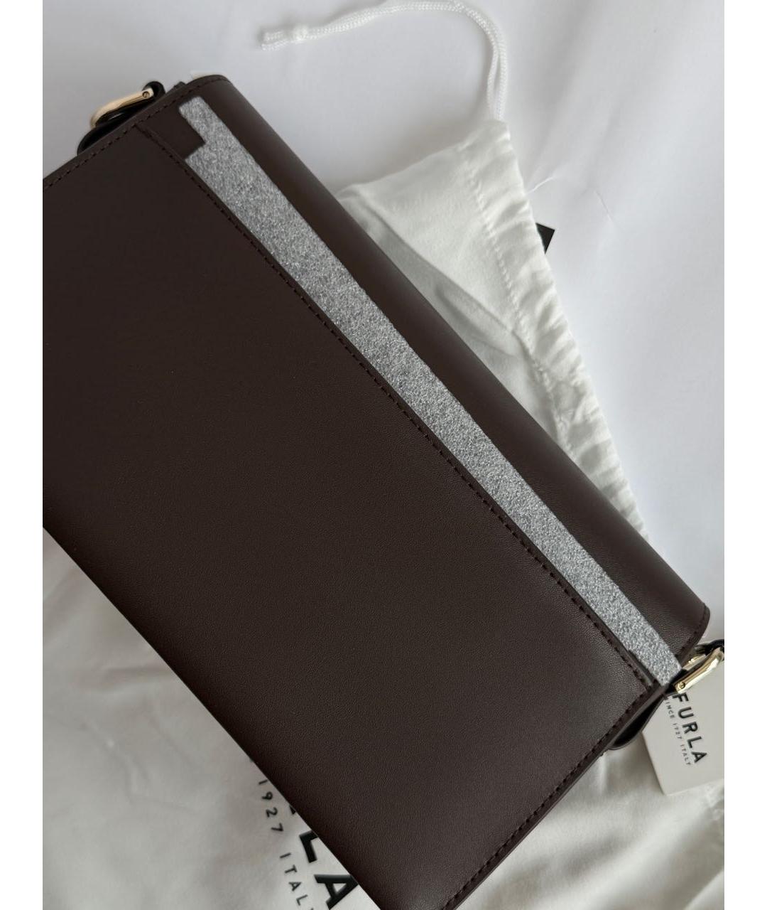 FURLA Коричневая кожаная сумка через плечо, фото 3