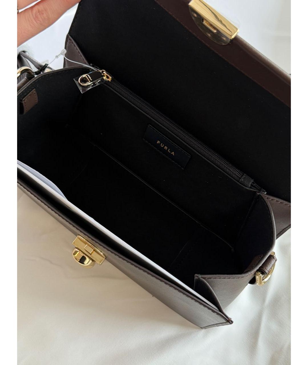 FURLA Коричневая кожаная сумка через плечо, фото 4