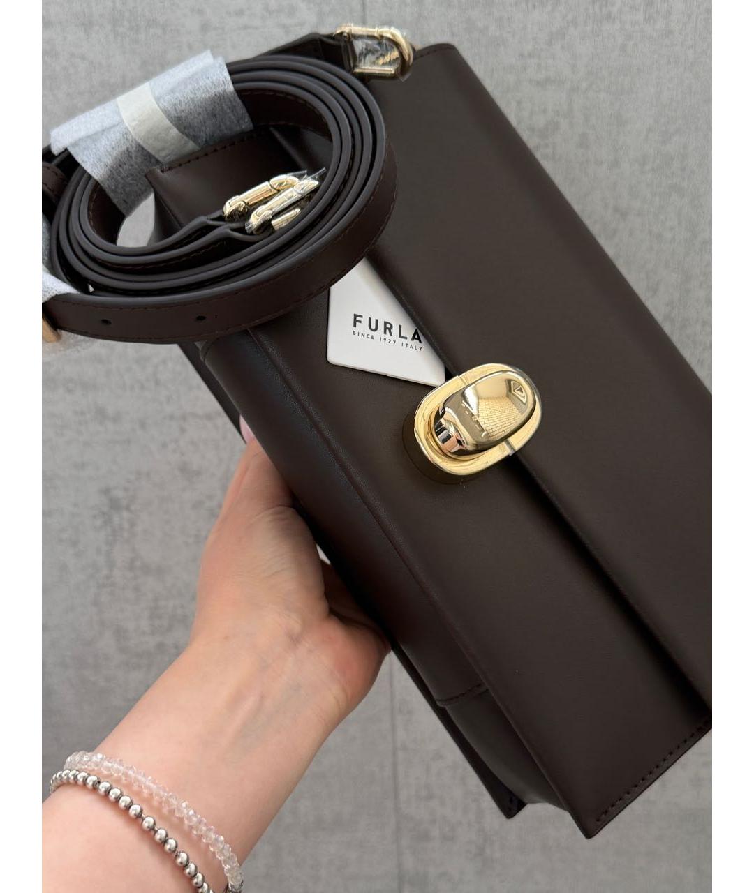 FURLA Коричневая кожаная сумка через плечо, фото 7