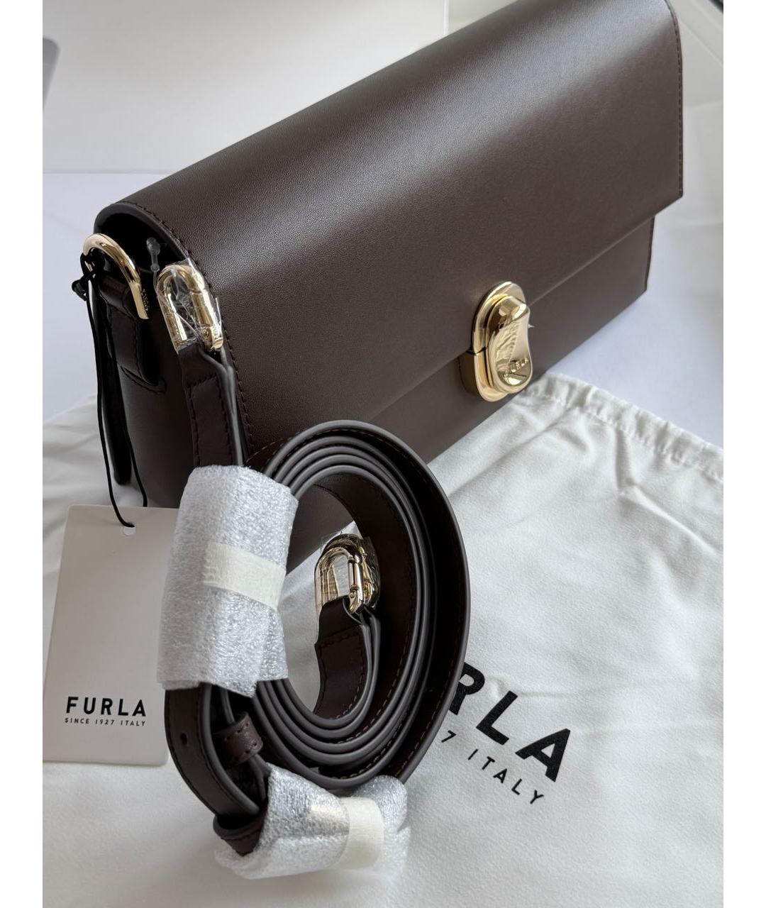 FURLA Коричневая кожаная сумка через плечо, фото 2
