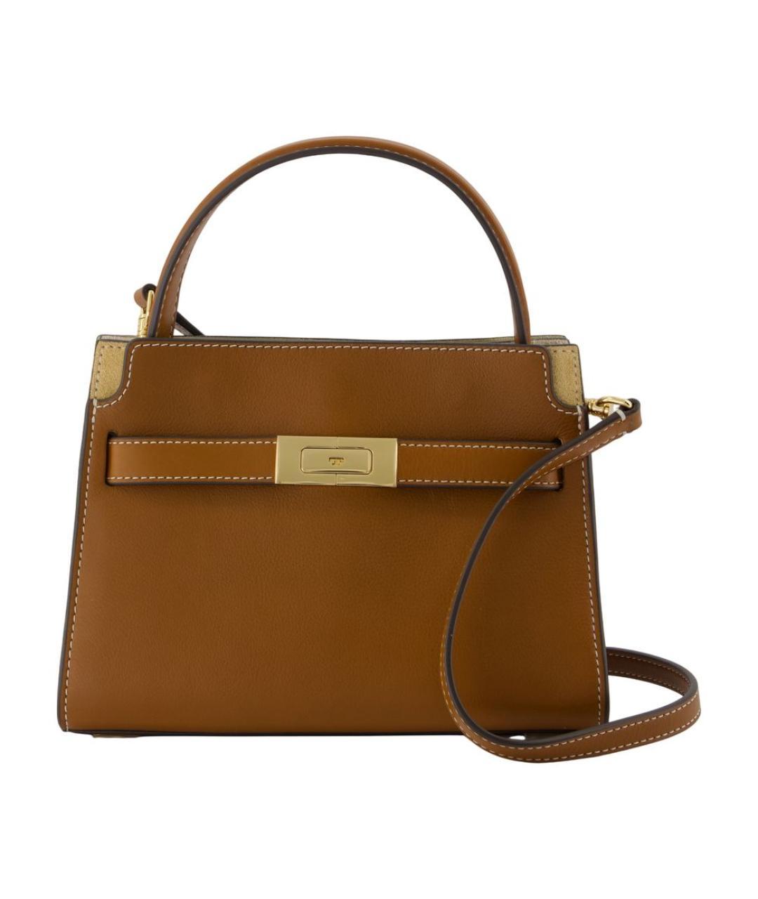 TORY BURCH Коричневая кожаная сумка с короткими ручками, фото 3