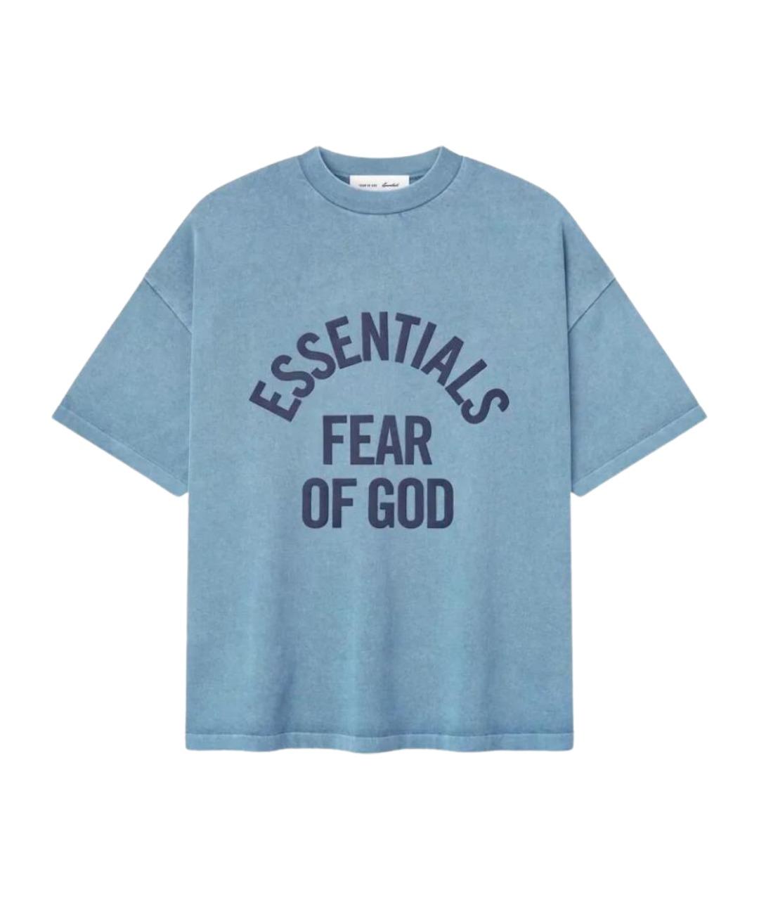 FEAR OF GOD ESSENTIALS Голубая хлопковая футболка, фото 1