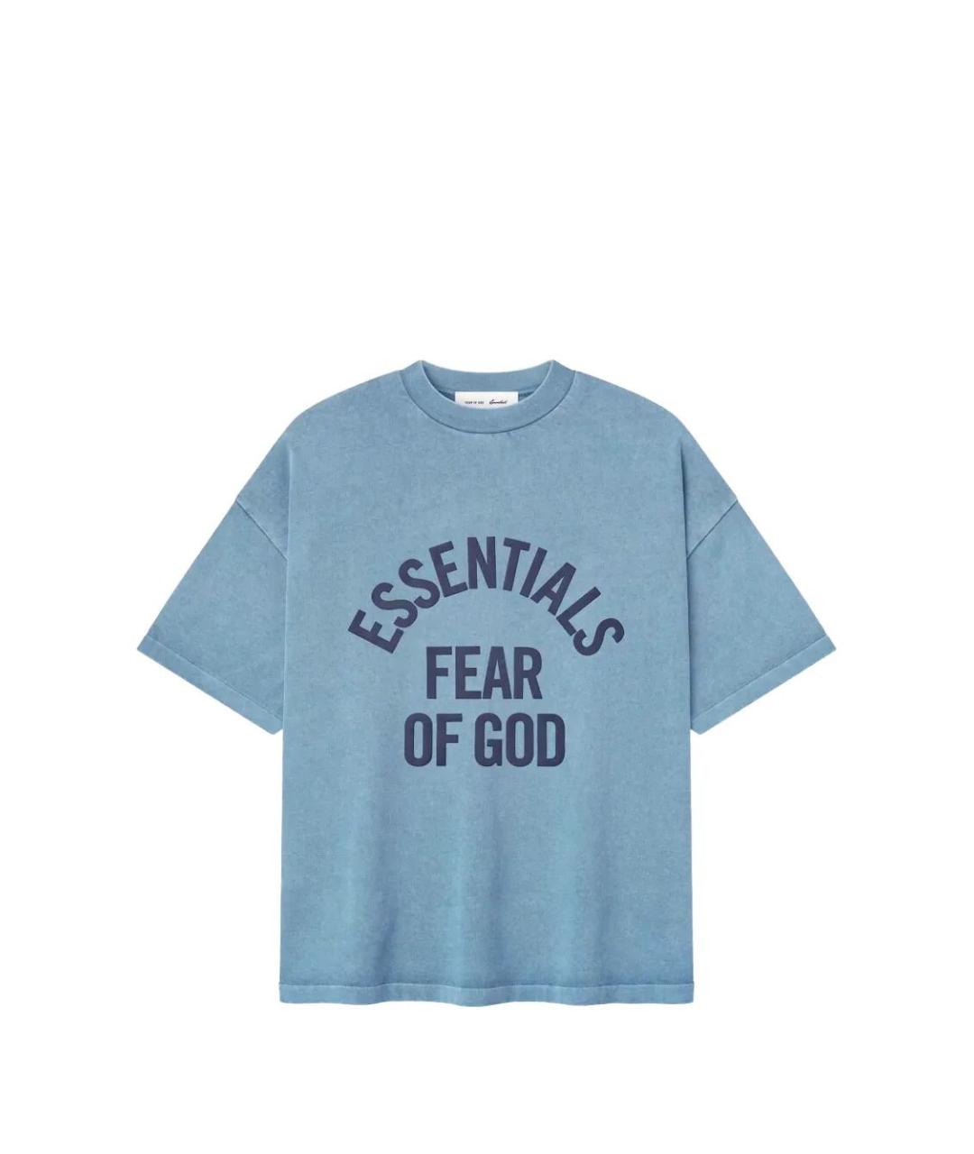 FEAR OF GOD ESSENTIALS Голубая хлопковая футболка, фото 6