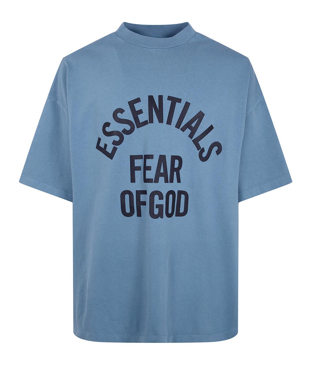 FEAR OF GOD ESSENTIALS Голубая хлопковая футболка, фото 5