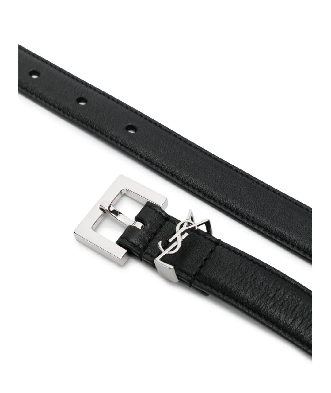 SAINT LAURENT Черный кожаный ремень, фото 2