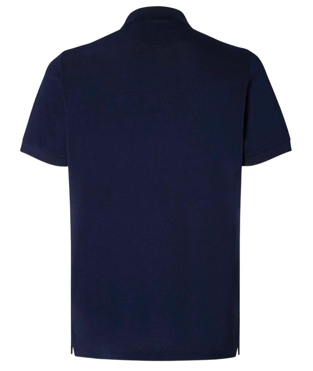 FENDI Темно-синее хлопковое поло с коротким рукавом, фото 2