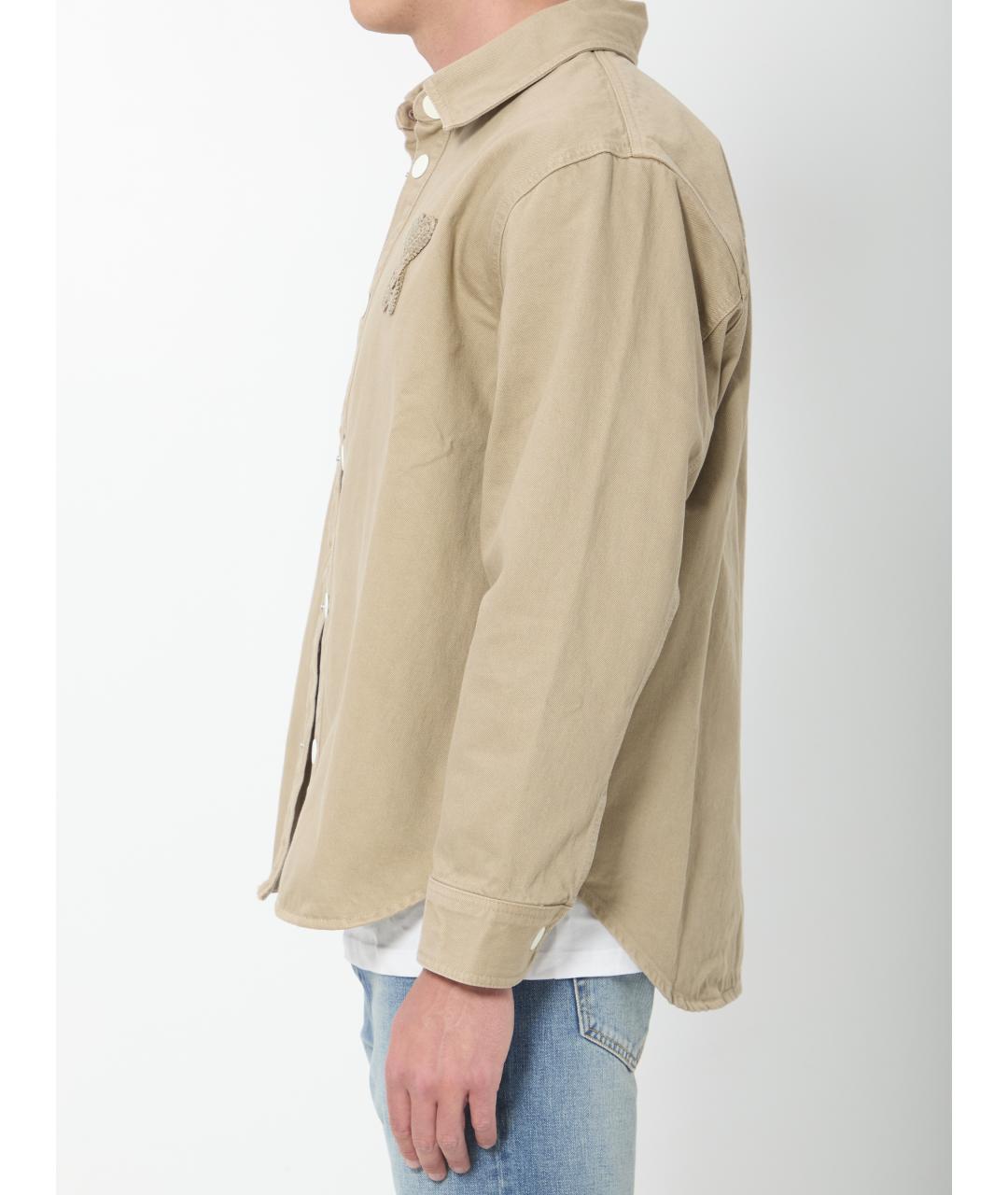 Ami Paris Бежевая хлопковая кэжуал рубашка, фото 3
