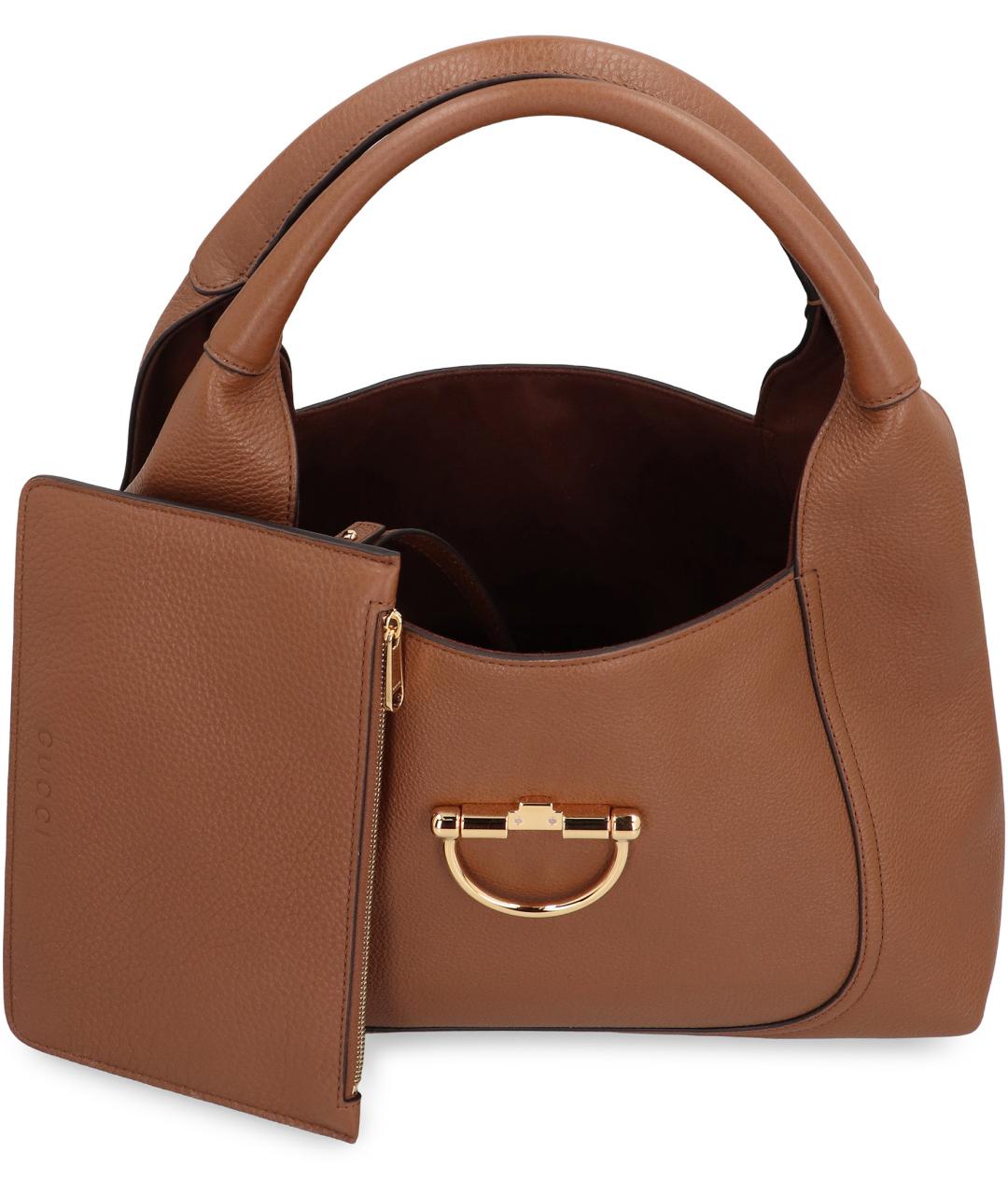 GUCCI Коричневая кожаная сумка через плечо, фото 5