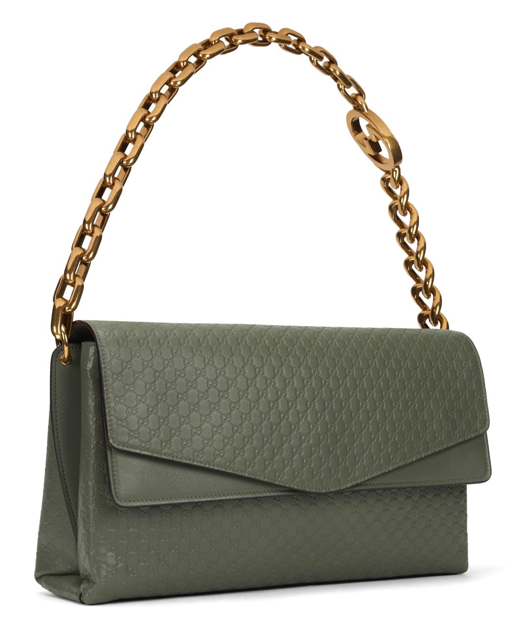 GUCCI Хаки кожаная сумка через плечо, фото 3