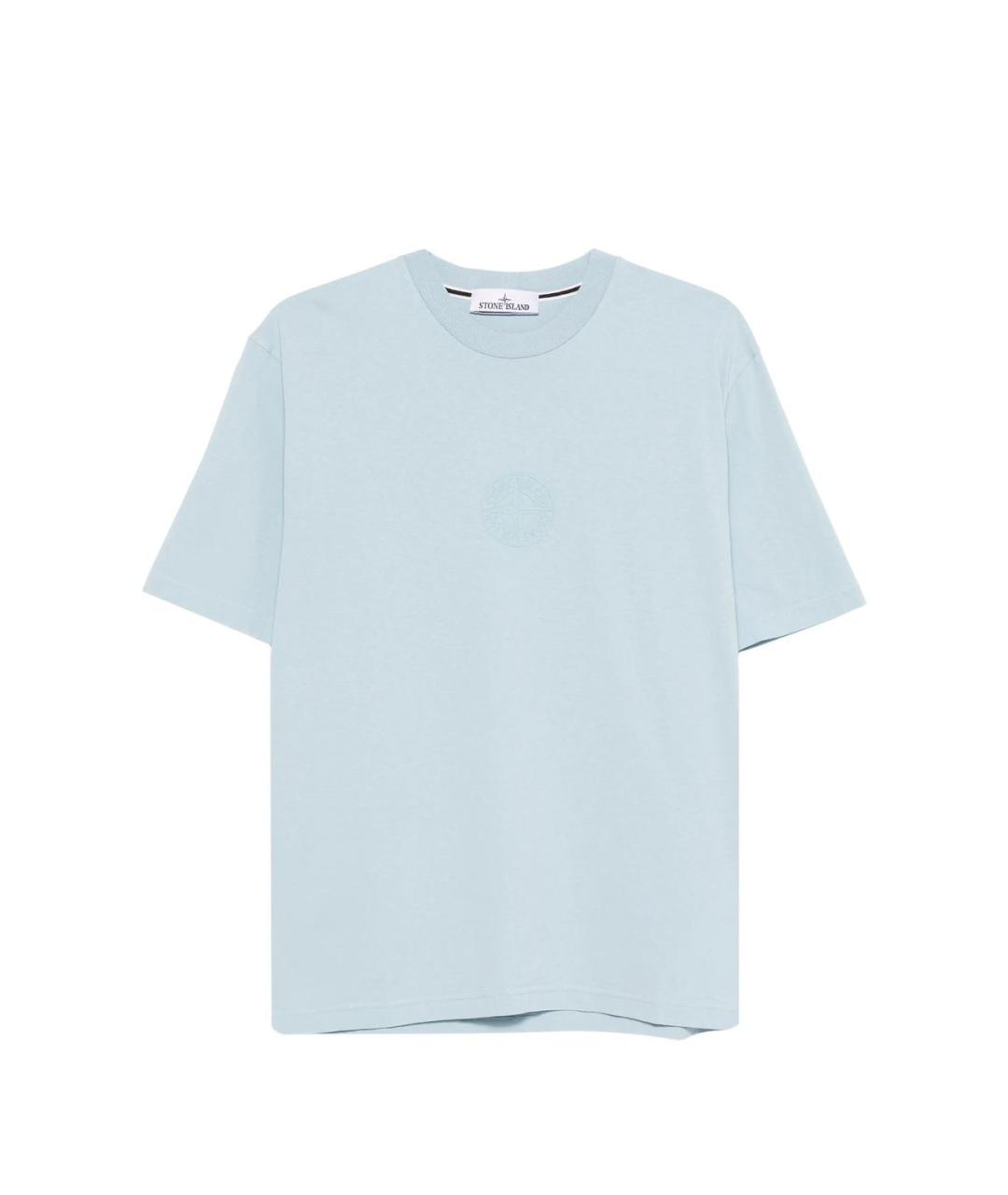 STONE ISLAND Голубая хлопковая футболка, фото 6