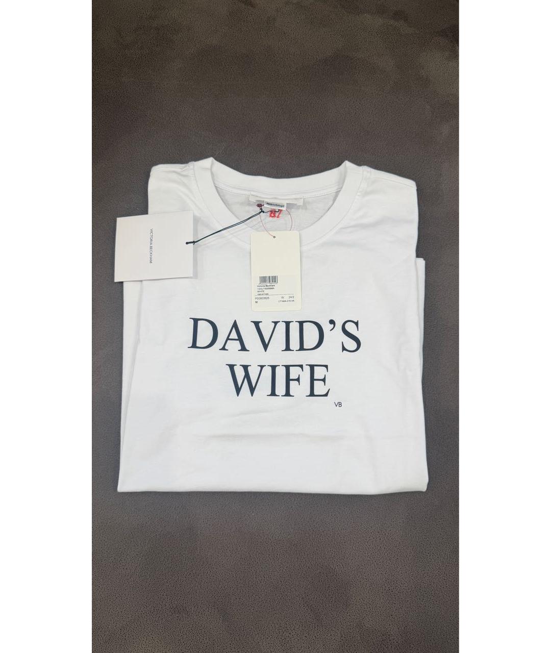 VICTORIA BECKHAM Белая хлопковая футболка, фото 2